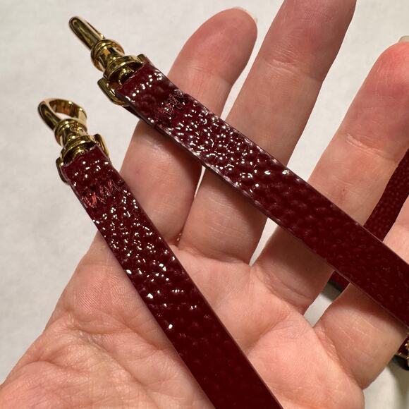 BANDOLIER Lacquer Patent Leather 14 MINI Crossbody Chain Case SET RARE Wine Gold - Picture 9 of 10